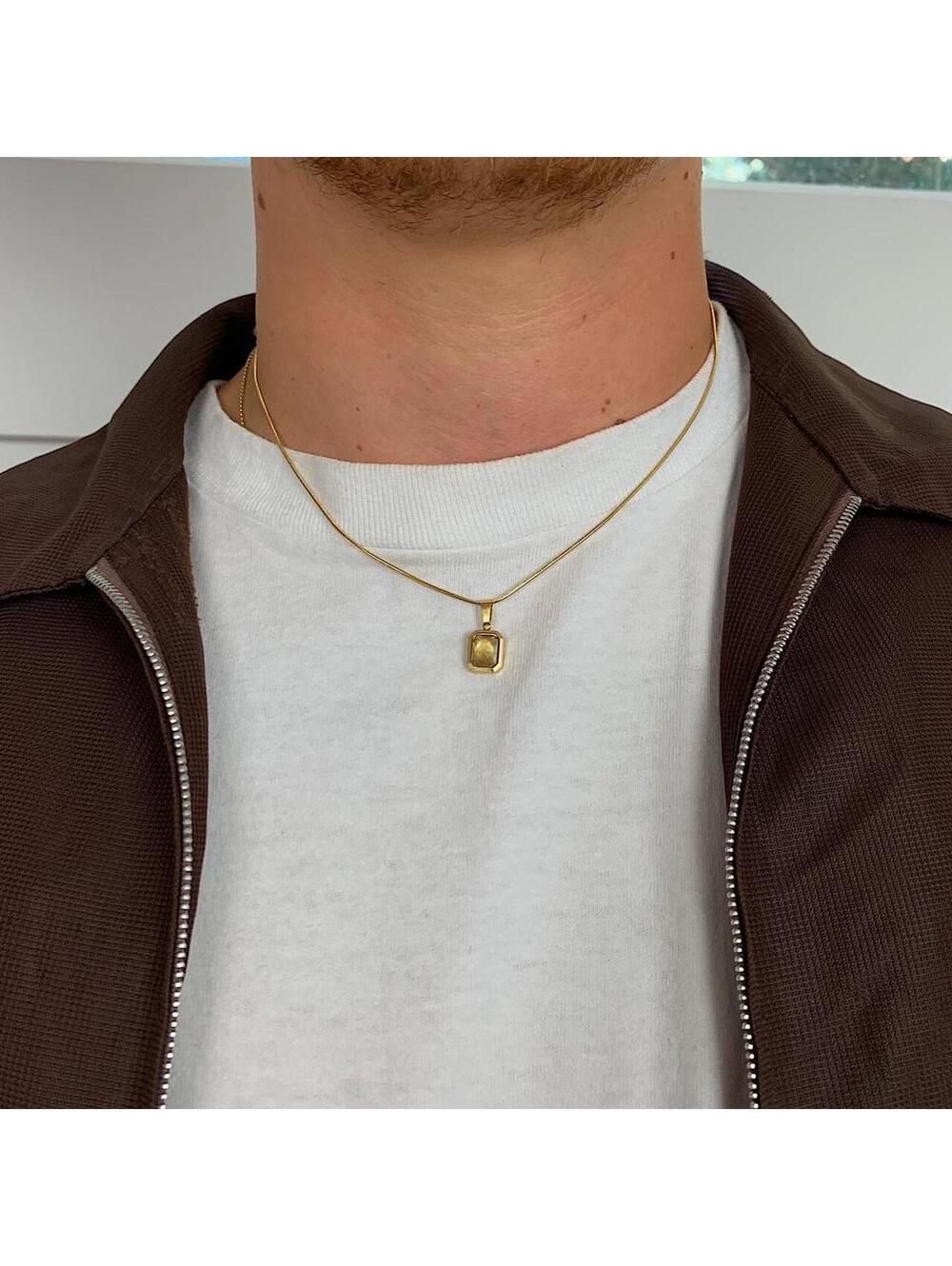 Gold Rope Chain Bronze jewel opal pendant necklace. Gold Plated Stainless - Picture 2 of 8